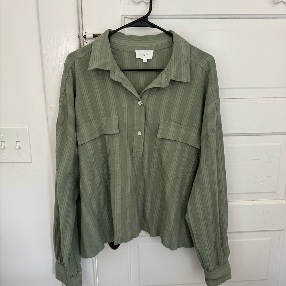 Olive Green Button-Up Women's Top from LOFT